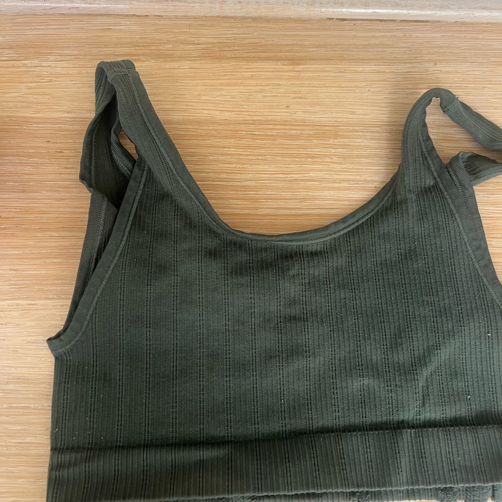 Green Ribbed Button-Up Women's Top - Picture 2 of 2